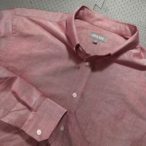 Ash & Erie Business Shirt Men's Large Salmon Pink/Red Button Down Cotton Blend